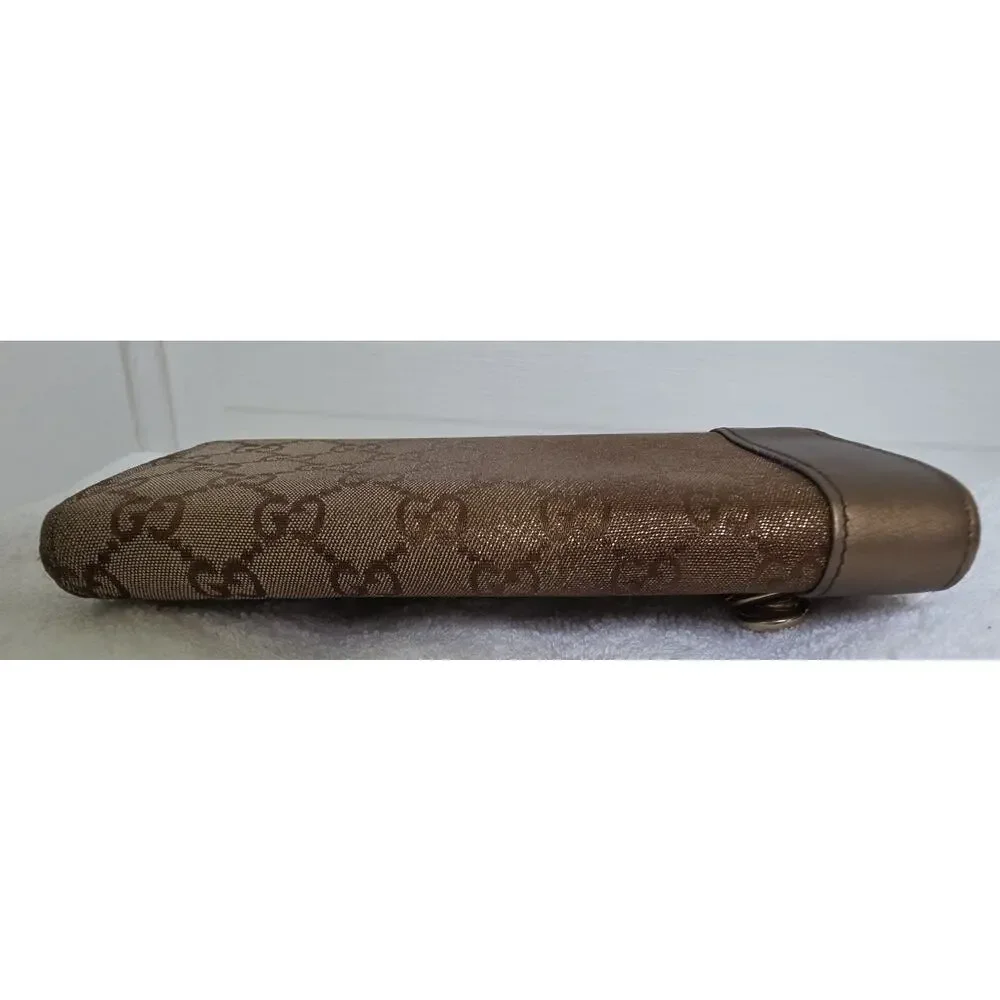 Gucci Women’s Metallic Brown GG Logo Continental Wallet Heart & Bit w/COA